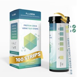 Double-Check Protein Test Strip Kit - 2X More Dependable Protein Test for Urine, Protein Urinalysis Home Urine Test Strip for Kidney Function Assessment (100 CT)