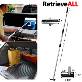 RetrieveALL Telescoping Cargo Tool with Broom Head Attachment/Multi-Use Cargo Retriever/Extendable Reaching Aid/Reacher/Grabber