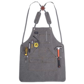 Andocey Tool apron Durable and wear-resistant canvas apron Apron with pockets Aprons that can be used by both men and women Wooden work haircut floral (gray)