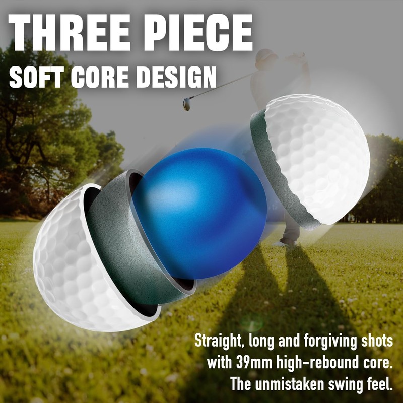 agape VS3 2 Pack 3-Piece DuraPlus Urethane Golf Balls, Enhanced