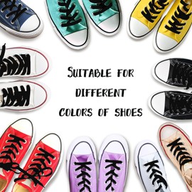 yqswstl Black Flat Shoe Laces for Sneakers, Polyester Shoe Strings for Athletic Shoes, Replacement Shoelaces for Women 1 Pairs/Black/56 inch