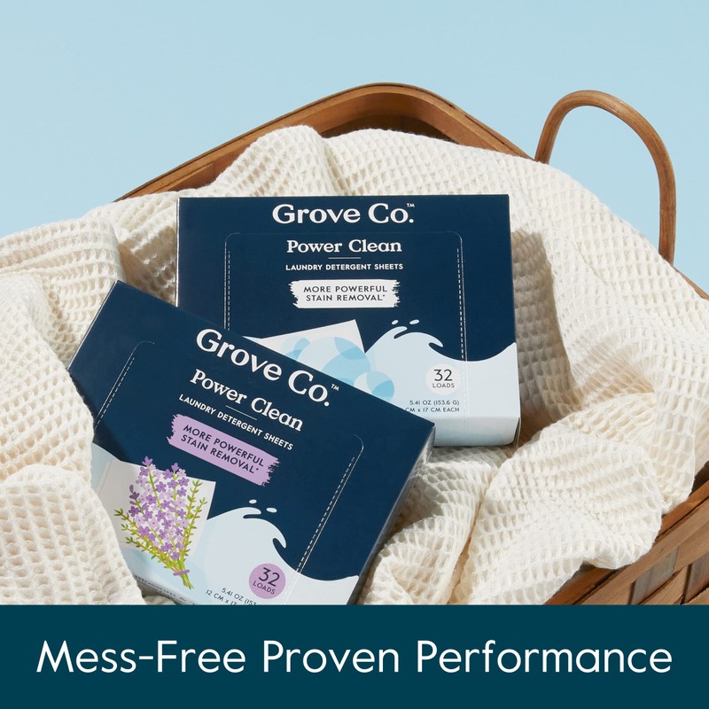 Grove Co. Laundry Detergent Sheets, Power Clean Dissolving Washer Sheets
