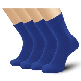 Mens Viscose Bamboo Fiber Crew Socks Breathable Classic Vibrant Colorful Fashion Cool Socks 4 Pairs (10-14, Royal blue)