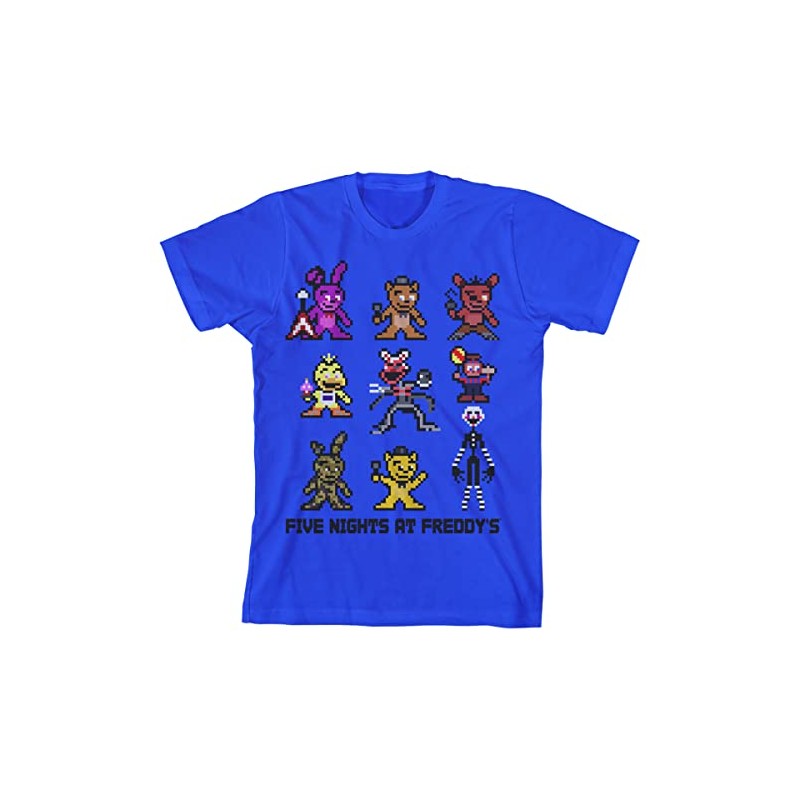 Five Nights at Freddy's Pixel Characters Boy's Royal Blue T-Shirt-Small