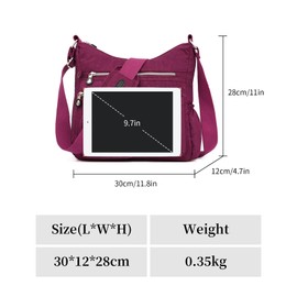 NOTAG Women's Shoulder Bag, Lightweight Multiple Pockets, Shoulder Bag, Women's Waterproof Nylon Handbag, Shoulder Bag, light purple, Utility