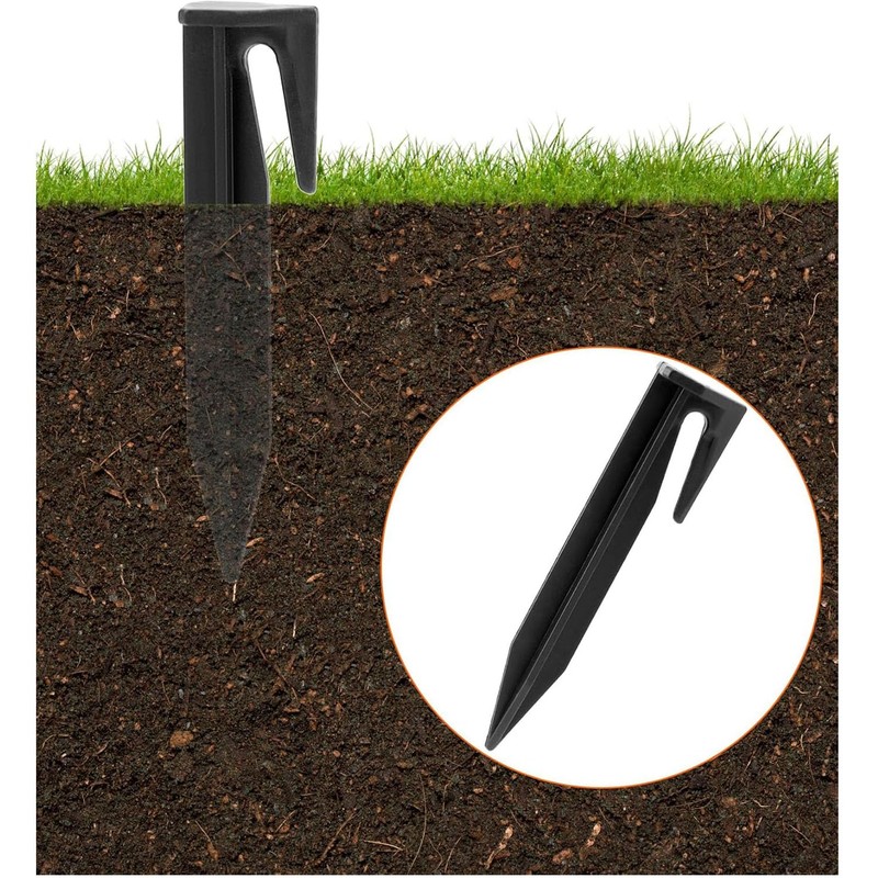 heyous 100PCS Black Plastic Ground Pegs 85x20x4mm Garden Boundary Markers