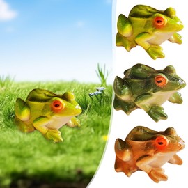 QUINTRA 2 Pieces Miniature Frog Statue Frog Figurines for Garden Decoration Cute Mini Frog Figurines for Courtyard Fairy Garden Ornaments Desktop Decoration (C, A)