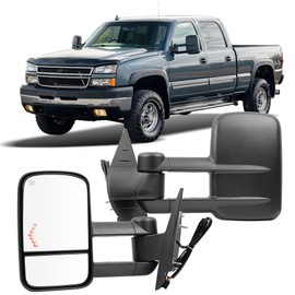 Aritoxy Mirrors Compatible with 2007-2014 Chevy/GMC Silverado/Sierra 1500 2500HD 3500HD Classic- Power Heated Folding Telescoping with LED Arrow Signal Light Black Cap Mirror