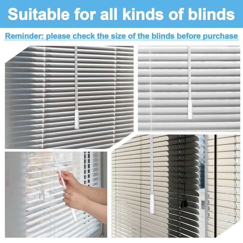 2 Pieces White Fiberglass Blind Wand, 17 Inch Vertical Blinds