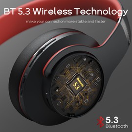 DOQAUS - Auriculares Bluetooth sobre las orejas, 90 horas de reproducción inalámbricos con 3 modos de ecualización, auriculares estéreo de alta fidelidad con micrófono y almohadillas para orejas de