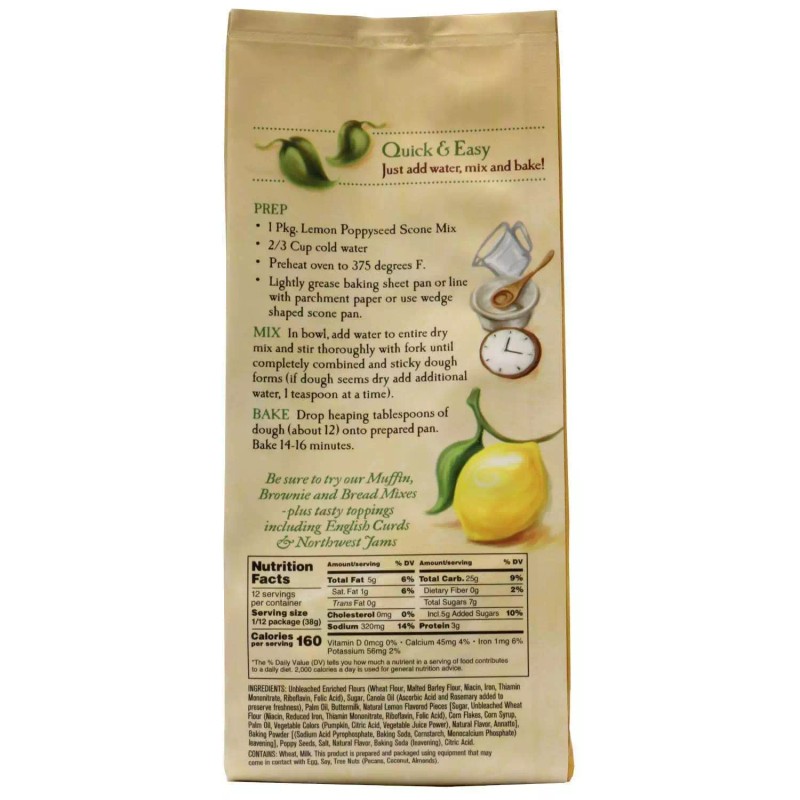 Sticky Fingers Bakeries Scones Mix Lemon Poppyseed 15 Oz