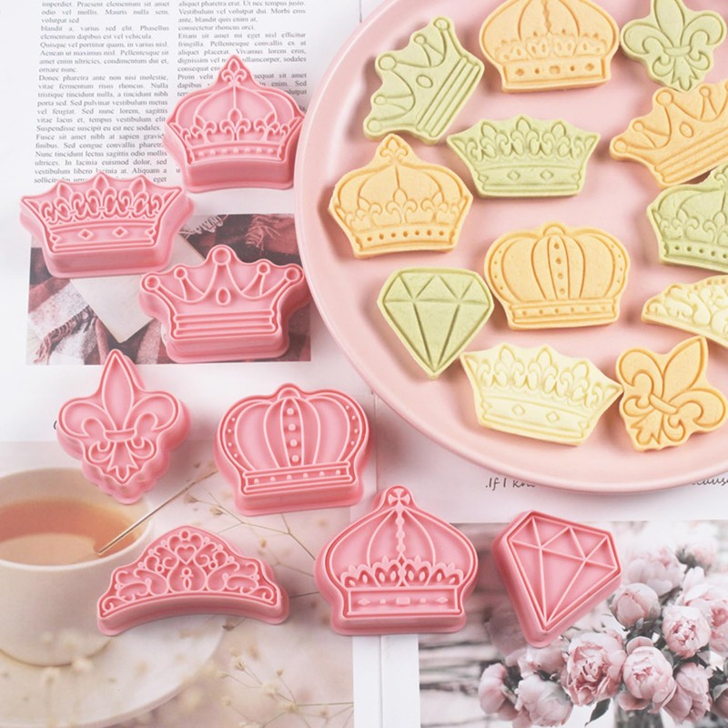 Orapink Crown Cookie Cutter-8 Pieces Plastic Prince King Queen Princess
