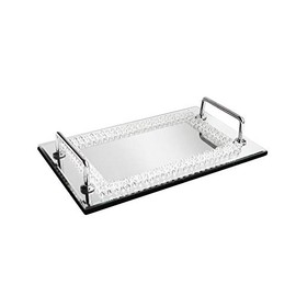 American Atelier Beads Decorative Tray with Handles, Silver