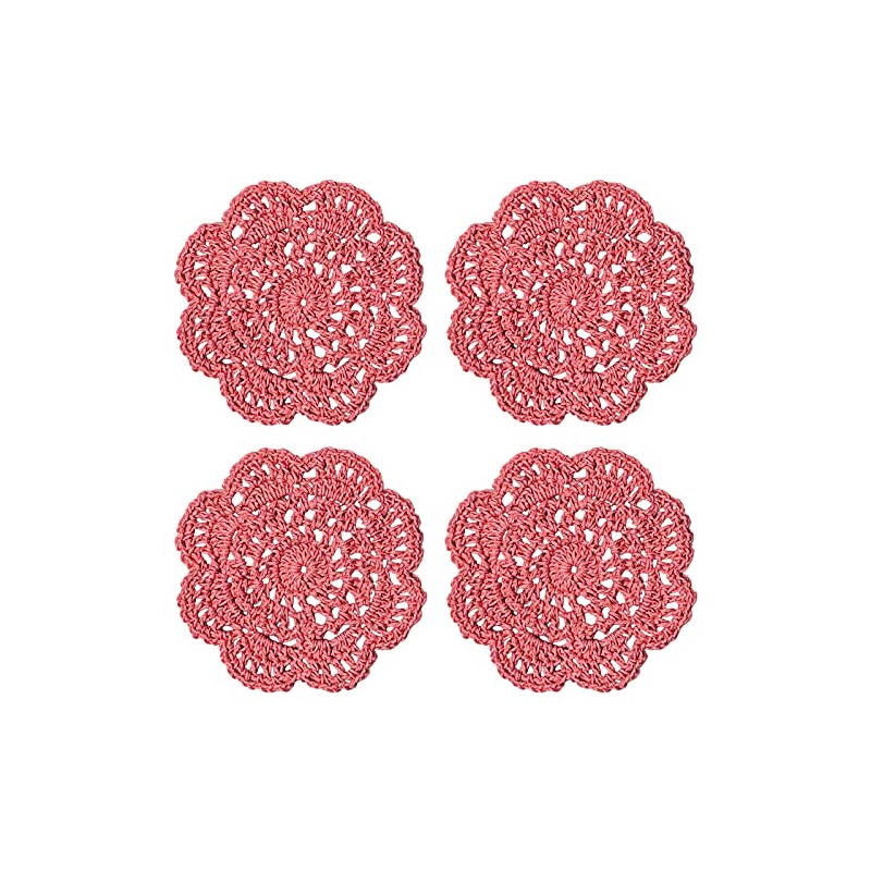 Phantomon Lace Round Crochet Doilies Handmade Coasters, 4-Inch, Pack of