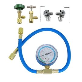 Wisepick R290 and R600A Charging Hose and Gauge Set with Can Tap and BPV31 Bullet Piercing Valves