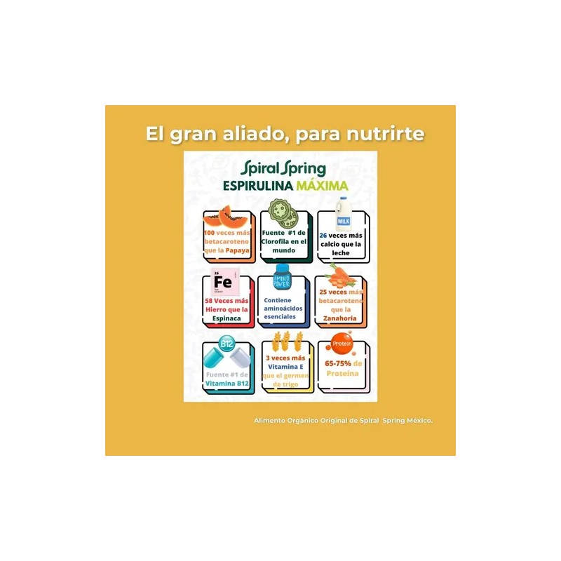 Alga Spirulina Máxima Vegan Kosher Acido Cítrico(vitamina C)
