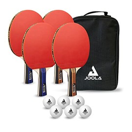 JOOLA Tischtennisset Family Advanced 4 Tischtennisschl√§ger + 6 Tischtennisb√§lle 3Star + Tragetasche & Schildkr√∂t 618045 Unisex ‚Äì Erwachsene Donic Tischtennisball Jade, Poly 40+ Qualit√§t
