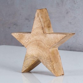 levandeo Wooden Star Mango 14 cm Mango Wood Brown Natural Decoration Table Decoration Wooden Decoration Unique