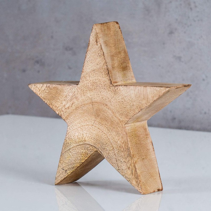 levandeo Wooden Star Mango 14 cm Mango Wood Brown Natural