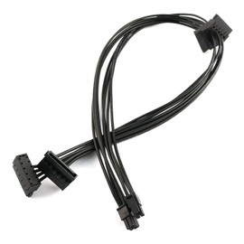 RuiLing 2pcs Black Motherboard ATX Mini 4 Pin to 2X Right-Angle 15 Pin SATA Hard Drive HDD Power Supply Adapter Cable 18AWG 19.7 Inch for Lenovo