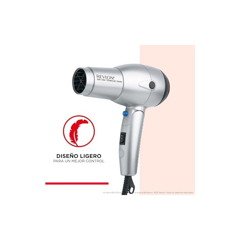 Revlon Secadora con Tecnología Iónica y Turmalina, Plata