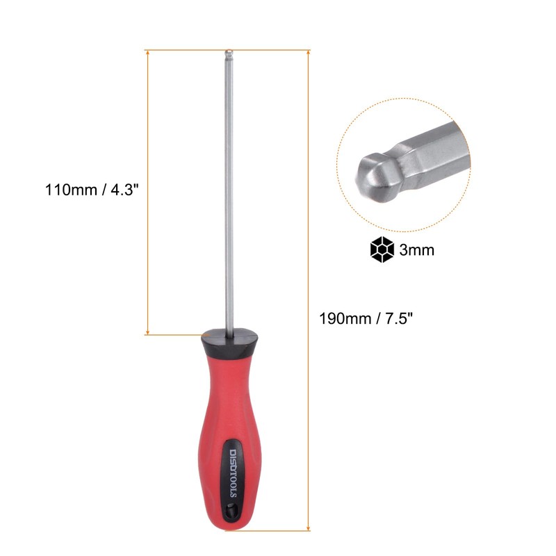 sourcing map 2pcs Ball Head Hex Screwdriver 3mm x 110mm