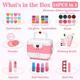 Flybay Kids Makeup Kit Toys for Girls, Washable Real Girls Make Up Set Princess Little Girl Makeup Kids Toys, Children Pretend Play Makeup Set Girls Toys for Age 3-12 Christmas Birthday Gifts