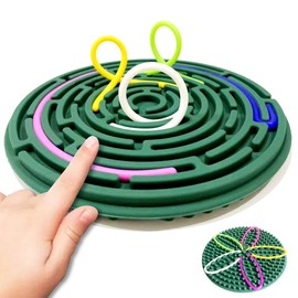 Anemeeoke Sensory Activity Board for Kids and Adults, Double-Sided Silicone Fidgets Toys - Silent, No Mess, for Calming, Stress Anxiety, ADHD&Autism - Includes Portable Travel Bag & 12 Strings, Spruce