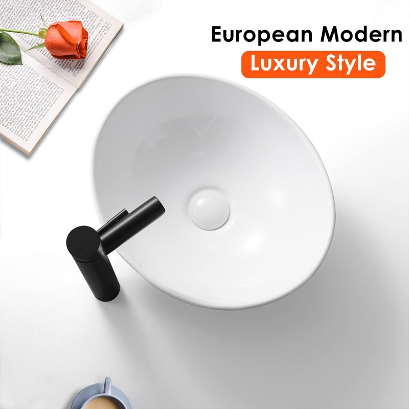 Davivy 16'' X 13.5'' Oval Vessel Sink with Pop Up
