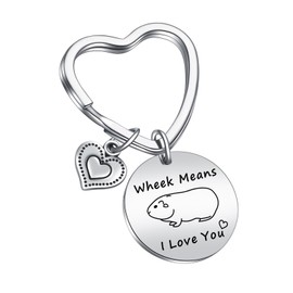 JIUSHUN Guinea Pig Keychain - Guinea Pig Lover, Mom Gift For Wife Birthday Jewelry from Husband Valentine's Day Keychain, Gift For Girlfriend Jewelry, Stainless Steel Keyring
