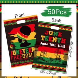 Falueqg Black History Month Decorations - Bulk Goodie Gift Bag for Juneteenth Party, Reusable Black History Month Bags with Handles Candy Snack Treat Party Supplies (50 Pcs)