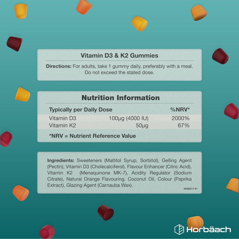 Vitamin D3 K2 Gummies | 60 Count (2 Months Supply)