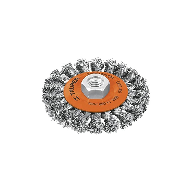 Truper CATR-4ES, Carda para esmeriladora angular, circulares, alambre trenzado, calibre