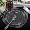 Morejoy 350PCS Clear Silver Plastic Plates - Silver Disposable Plates
