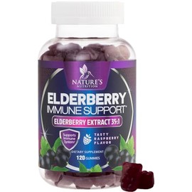 Elderberry Immune Support Gummies - Powerful Black Elderberry Extract Sambucus Nigra Vitamin Supplement - Natural Daily Immune Support Adults & Kids A