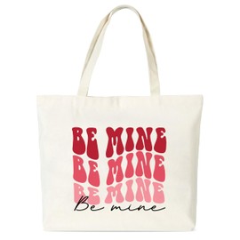 seclate Valentines Canvas Tote Bag, Valentine's Day Gifts Tote Bags for Women Girlfriends Wife, Be Mine Reusable Cloth Cotton Bags for Travel Shopping Beach - N01