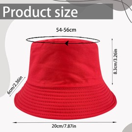 YOUYIKE 100% Cotton Double Sided Bucket Hat - Double Sided Bucket Hat for Men & Women - Sun Protection with Large Edge - Summer Leisure Hat for Beach, Travel & Outdoor - 15 Colours, red