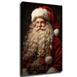 VhoMes Santa Claus Portrait Poster Christmas Reindeer Wall Canvas Painting Artwork Print Christmas Classic Aesthetic Decoration (Unframed,24×32inch)