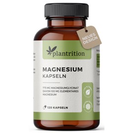 plantrition Magnesium capsules 100 mg elemental Magnesium glycinate per capsule - high dose Magnesium bisglycinate - 120 vegan capsules