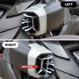 LUXEMOTO Can-Am Ryker Air Intake Accents with Pre-Filter (All Models, 600, 900, Sport, Rally Edition) - Silver Plastic Engine Vent Kit (2 Pieces), Replaces OEM #219401025