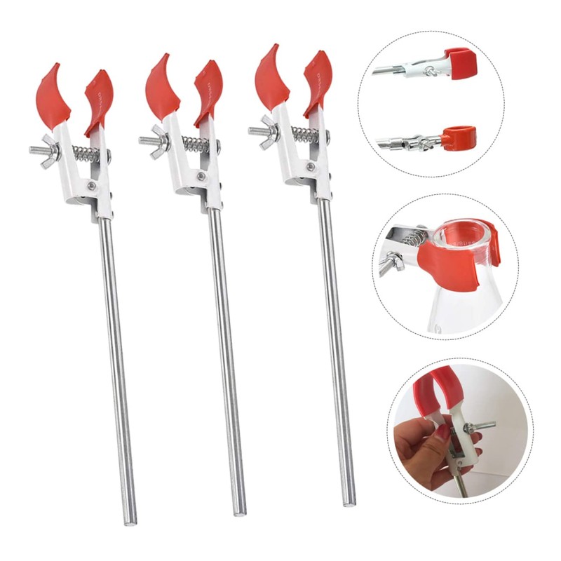 Ipetboom 3pcs Laboratory Flask Clamp Round Bottom Clips for Titration