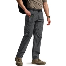 CQR Men's Quick Dry Tactical Pants, Water Resistant Outdoor Pants, Lightweight Stretch Cargo Work Hiking Pants, Runyon Cargo Pants Charcoal, 32W x 34L