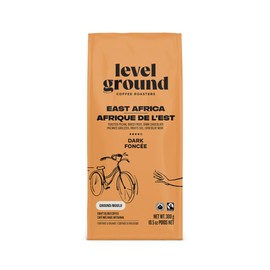 Level Ground Coffee - East Africa Craft Blend - Dark Roast, Ground - Fair Trade, Organic, 1% For the Planet, Kosher - Specialty Coffee - Drip Brew, French Press - Big and Balanced - 300g / 10.5oz