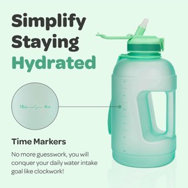 Hydracy Water Bottle with Storage Sleeve and Straw- Large Half Gallon 78 Oz BPA Free Motivational Water Bottle with Time Marker -Leak Proof Gym Bottle -Ideal Gift for Fitness or Sports & Outdoors