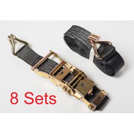 Ratchet Tie-Down Straps w J Hook 1.5x15 4000 lbs Capacity Heavy Duty Hold Motorcycle Kayak Cargo Tarp Tow Mud Snow RV Trailer 1.5" 15ft by Alfa Wheels (8 PK, Black)