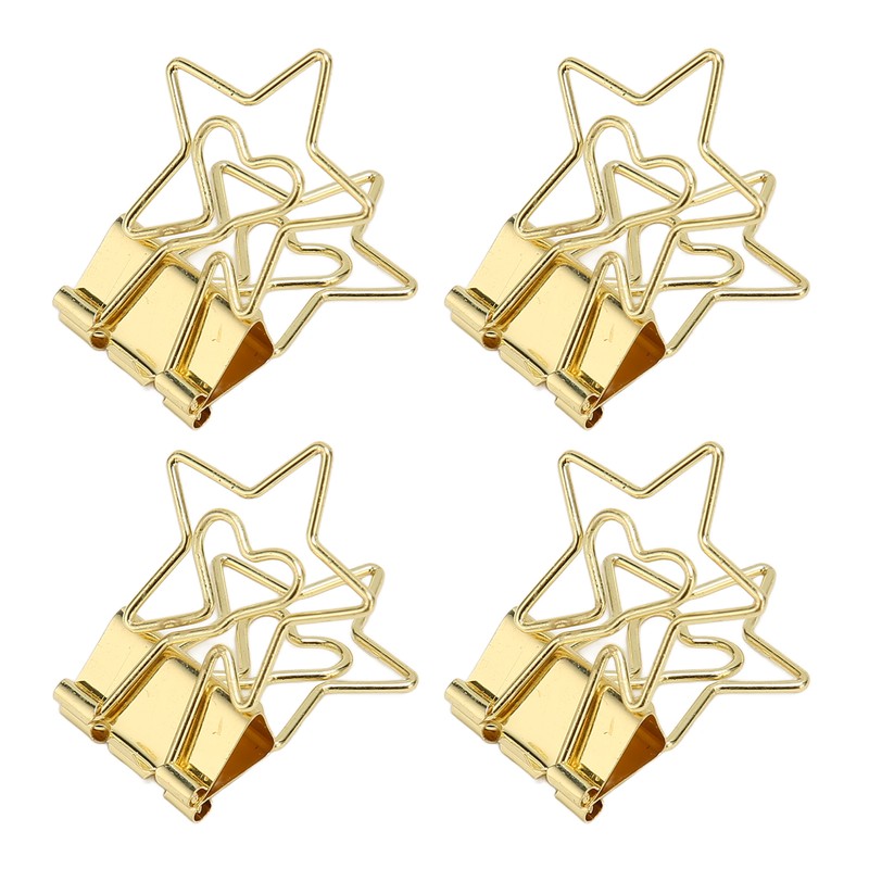 100 Pcs Binder Clips Star Shape Paper Clamps Hollow Long