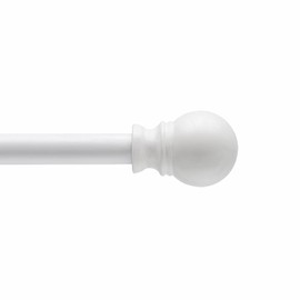 Kenney - Barra de cortina decorativa Davenport Petite Café de 1/2 pulgada, 28-48 pulgadas, blanca