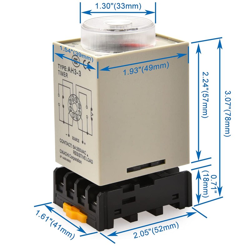 Baomain Time Relay AH3-3 DC 24V 60s 60 Seconds Timer