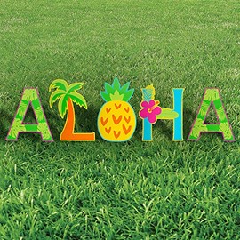 Aloha Plastic Yard Sign Set, 5 Pieces