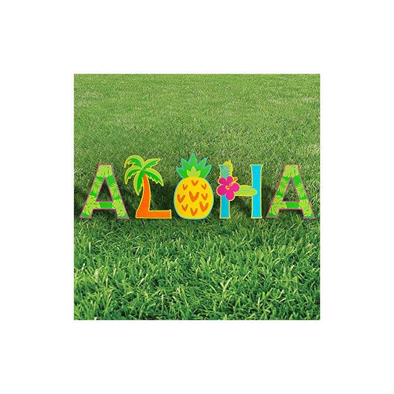 Aloha Plastic Yard Sign Set, 5 Pieces